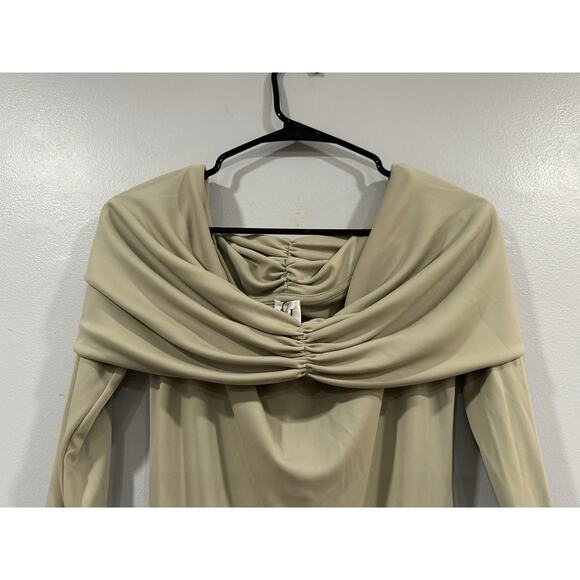 Helsa Matte Jersey Off Shoulder Maxi Dress Medium M Elm NEW - Picture 3 of 9